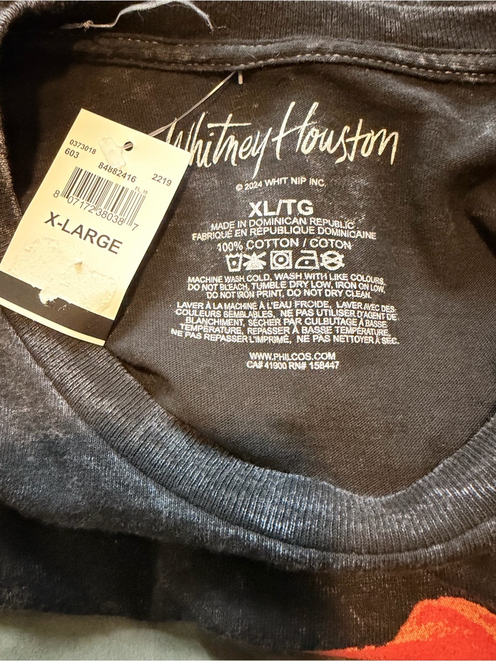 NWT- Whitney Graphic Mineral-Wash Black Tee with Red Accent - Picture 3 of 3